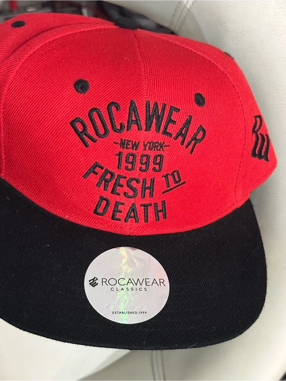 NWT Rocawear Red & Black 'Fresh to Death' Snapback Cap